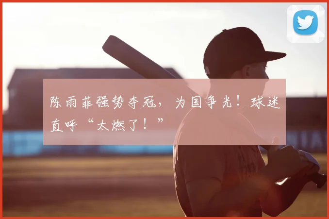 陈雨菲强势夺冠，为国争光！球迷直呼“太燃了！”